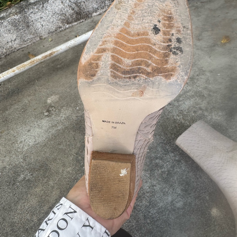 Matisse Croc-Embossed Pointed Ankle Boots in Light Taupe - Picture 2 of 7